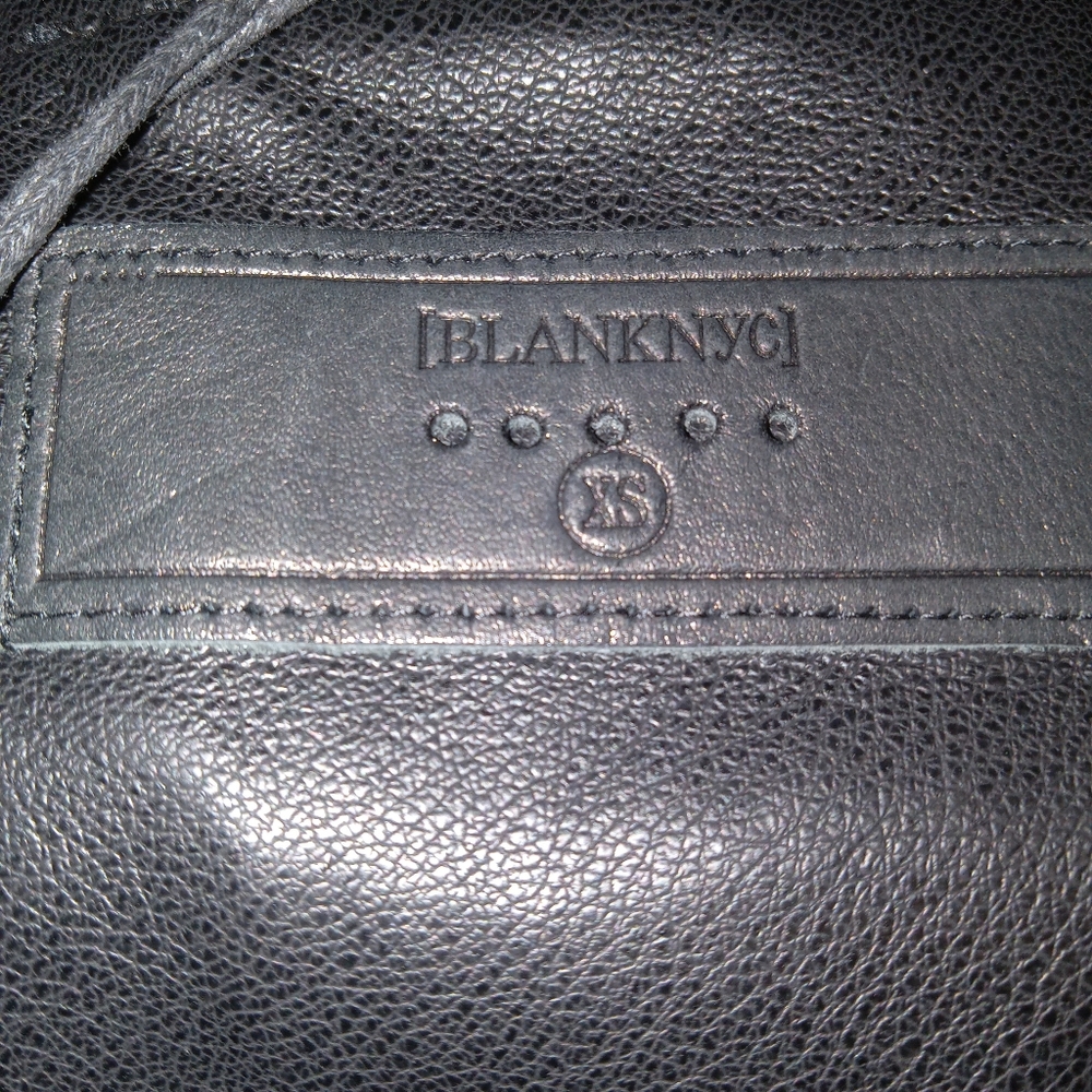 NWT BLANK NYC Black Faux Leather Motto Jacket Metal Hardware Size XS - Picture 6 of 8